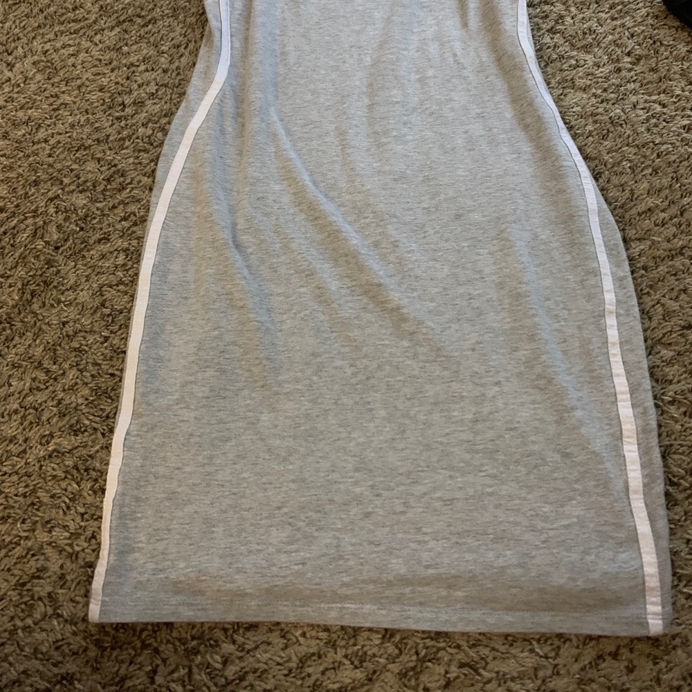 Grey dress white lines on side